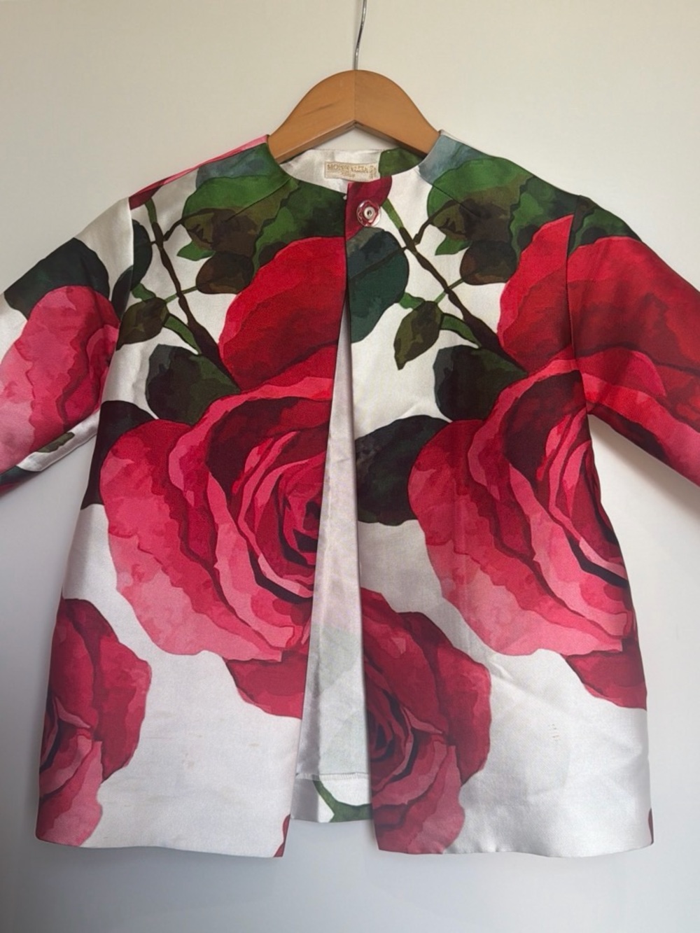 MonnaLisa Rose Print Open-Front Jacket - Red & Green